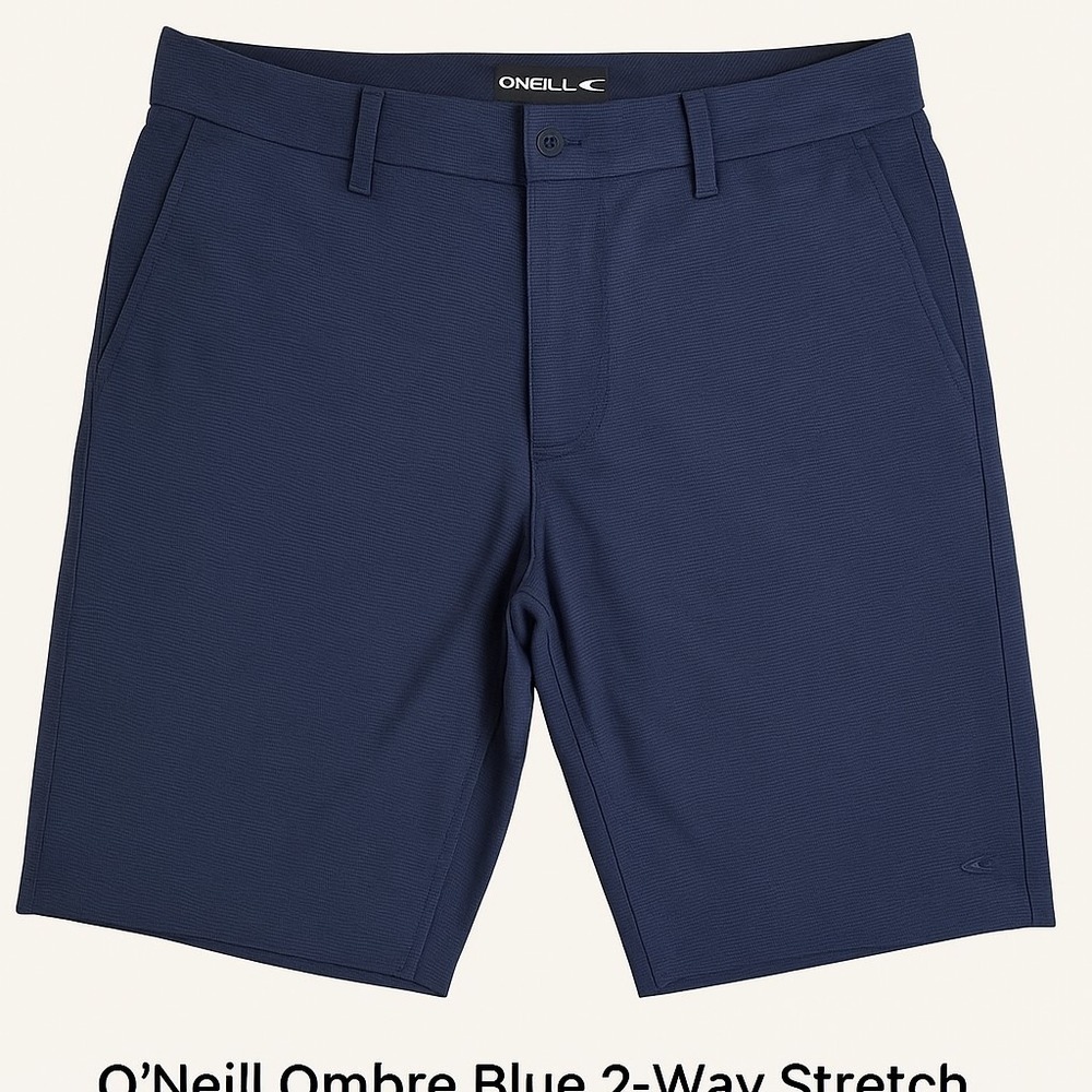 O'Neill Ombre Blue 2-Way Stretch Chino Walkshorts –‎ Size 34 – Flat Front, Chino